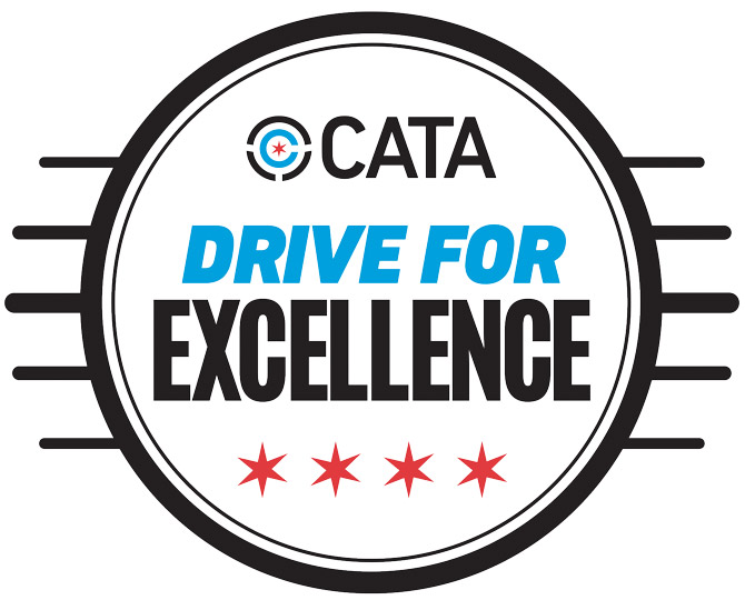 A kind of circle badge that reads "CATA Drive for Excellence"